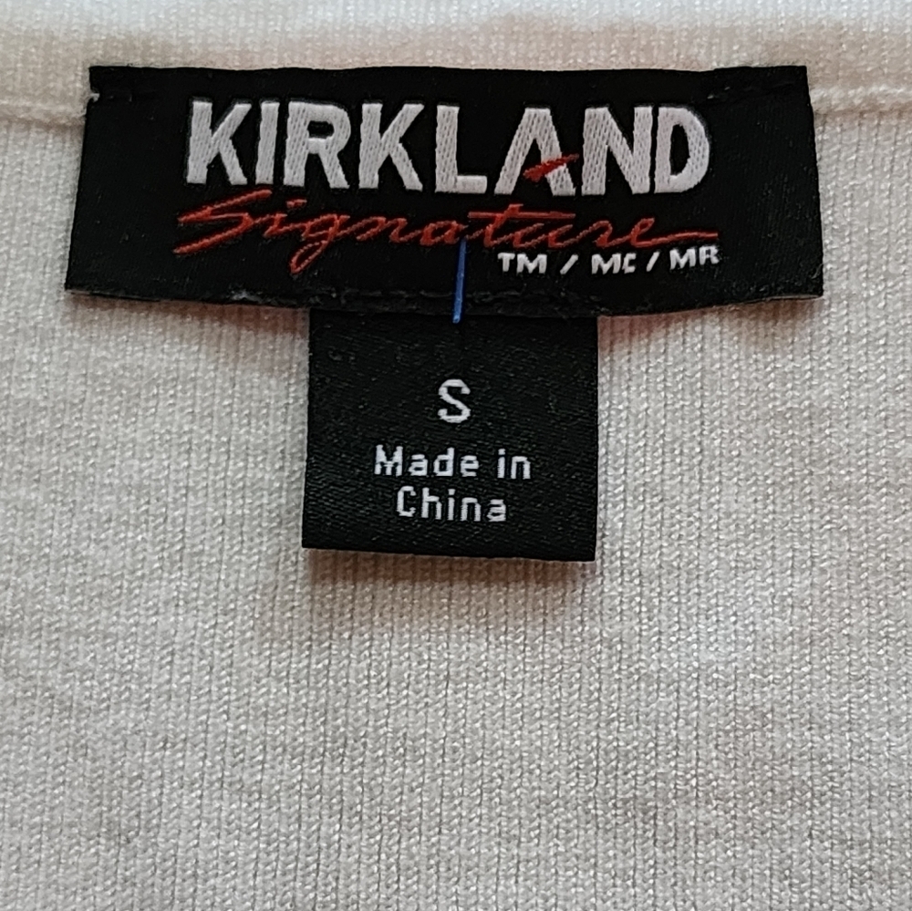Kirkland Signature White Blue Striped Crewneck Sweater Small Lightweight Knit - Picture 6 of 7